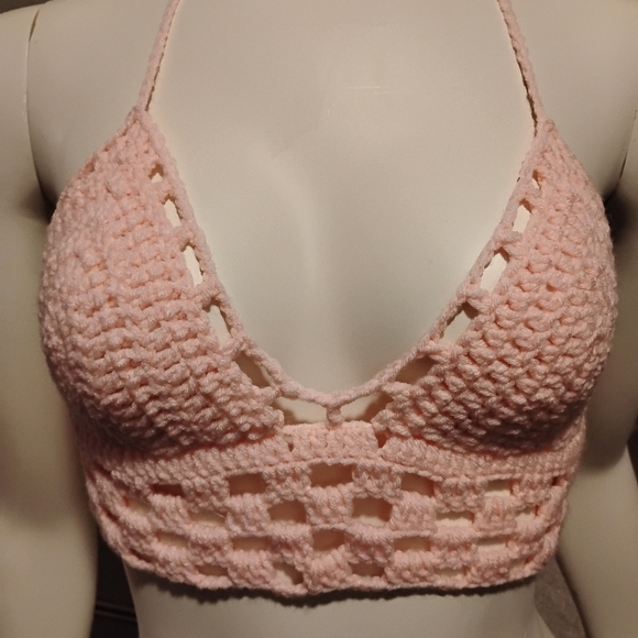 Handmade Other - Handmade Pink Crochet Bralette